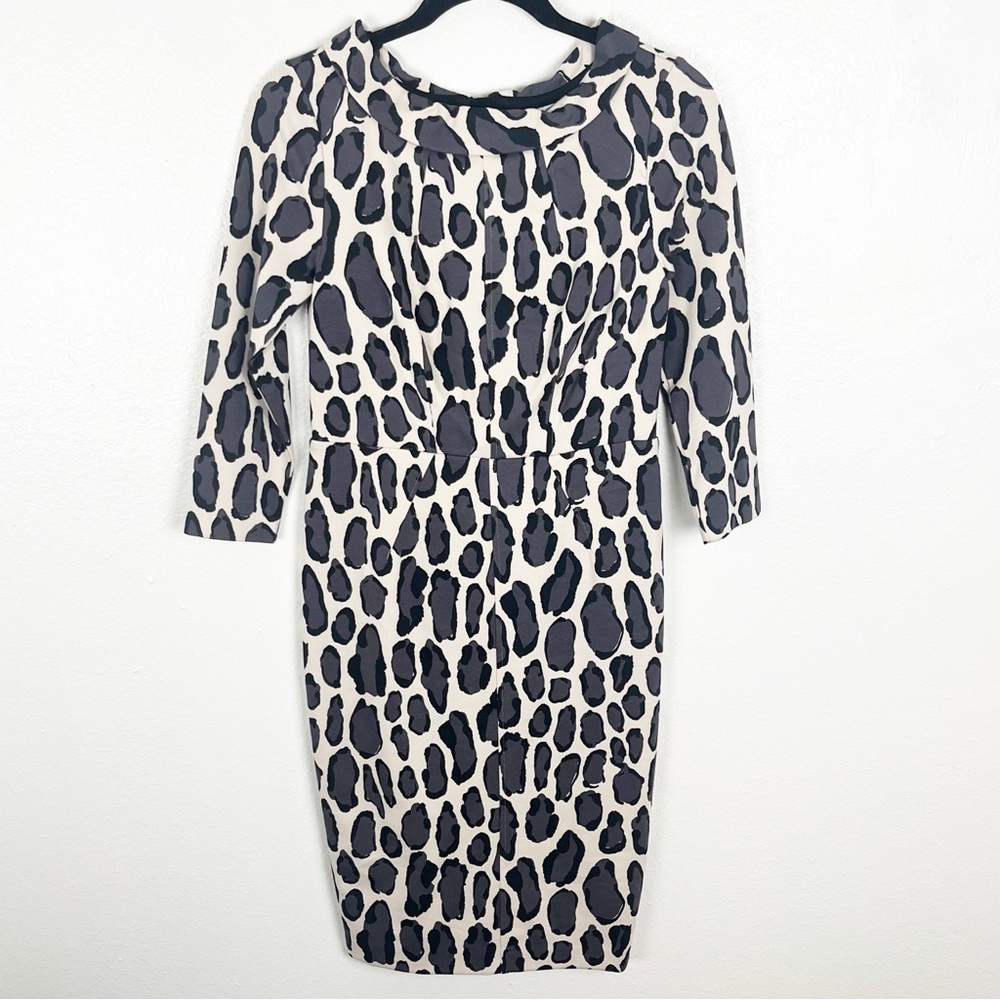 BODEN Marissa Leopard Print Back Zipper 3/4 Sleeves Dress 6P Office Dressy Chic
